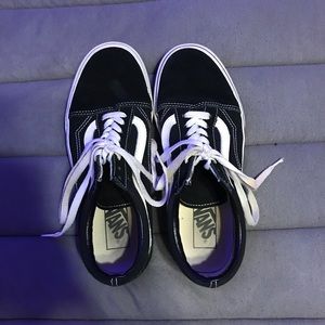 Black platform suede Vans